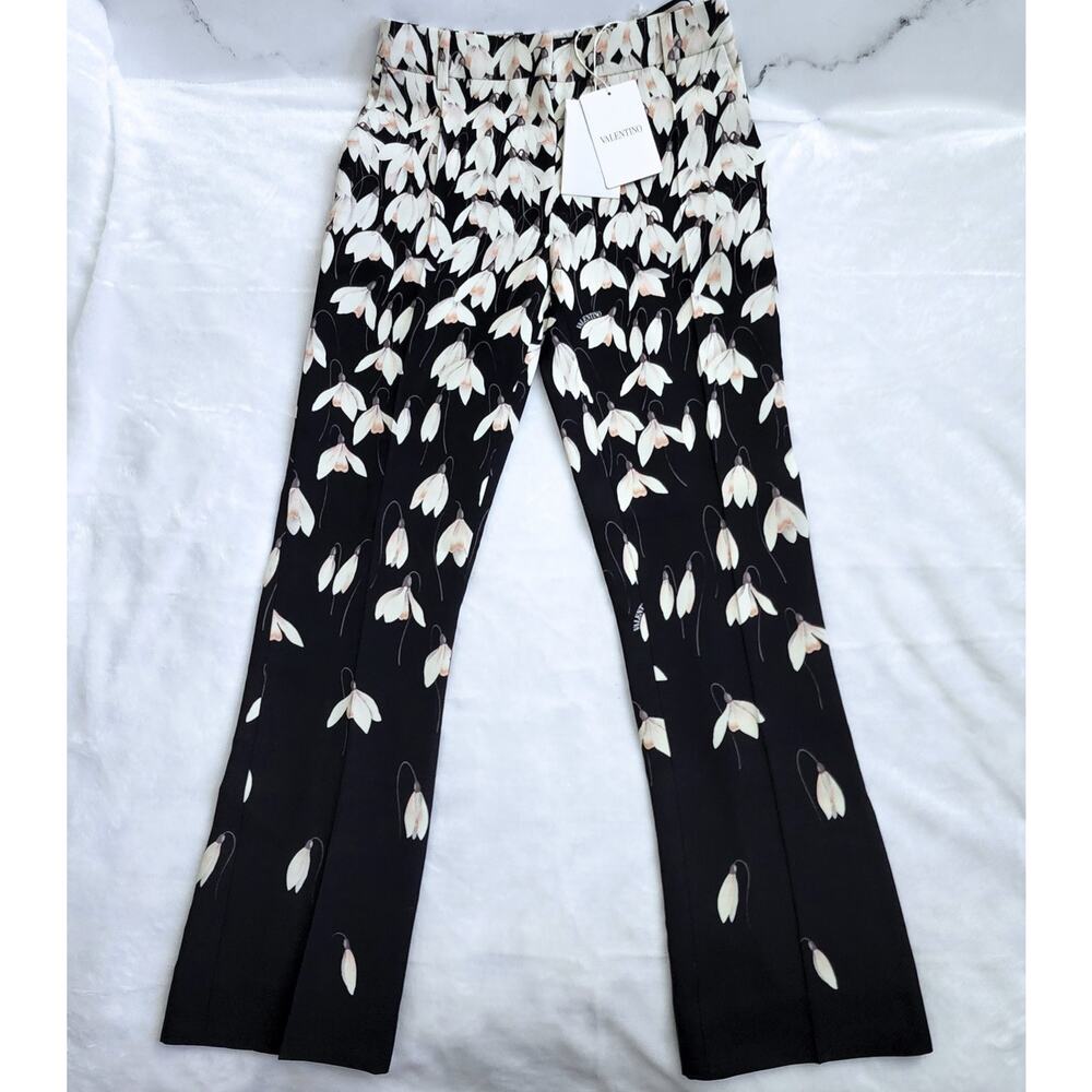 Valentino Snowdrop Crepe Couture Floral Trousers | Sizes XS & M | MSRP $2200